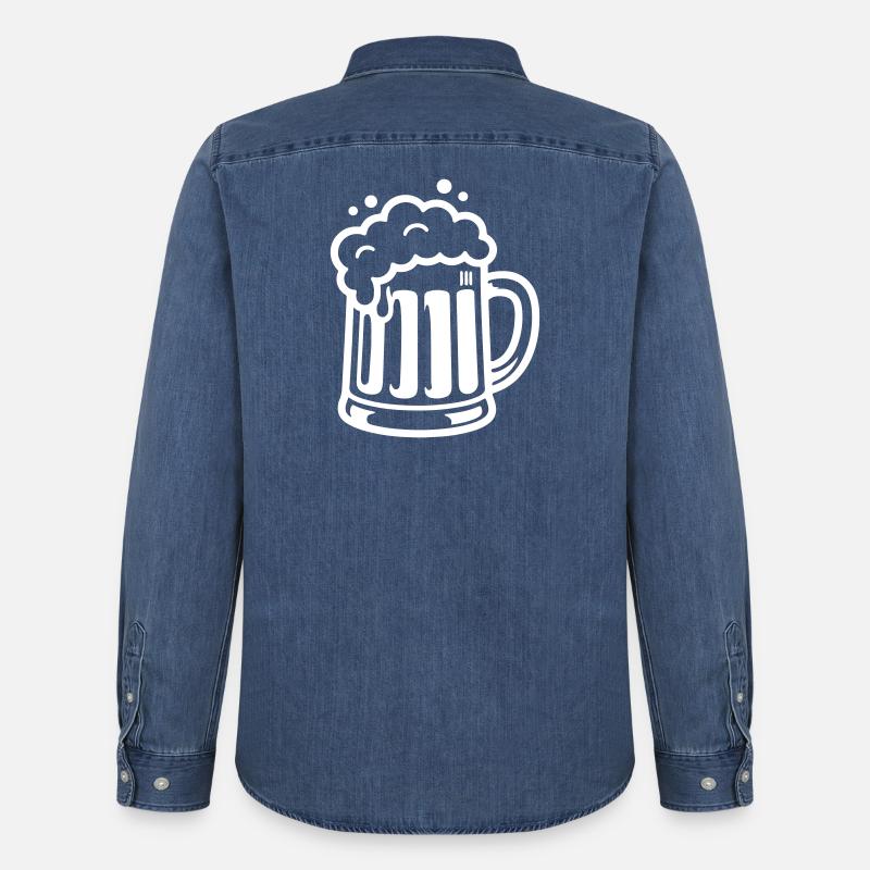 Bierkrug Comic Bier - Männer Jeanshemd Organic von Stanley/Stella - verwaschenes Mittelblau 