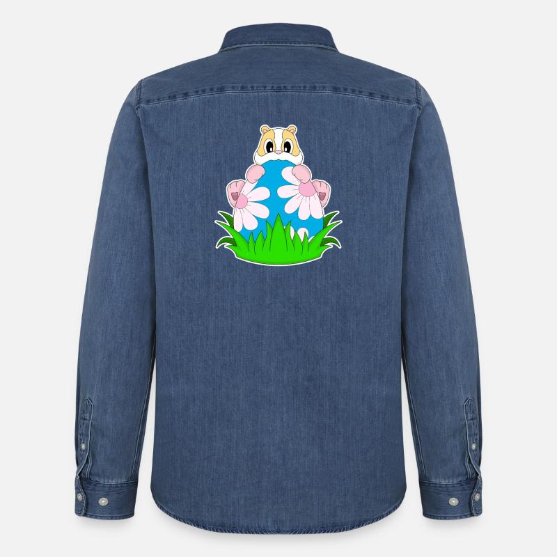 Hamster Easter Easter Egg - Men’s Organic Denim Shirt by Stanley/Stella - mid washy