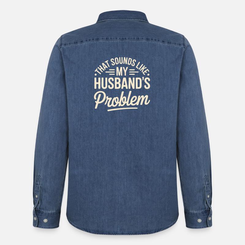 Das ist das Problem meines Mannes - Männer Jeanshemd Organic von Stanley/Stella - verwaschenes Mittelblau 