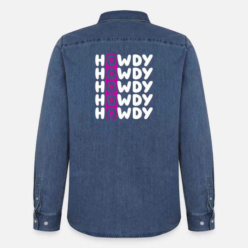 Howdy Repeat O Western Pattern - Männer Jeanshemd Organic von Stanley/Stella - verwaschenes Mittelblau 
