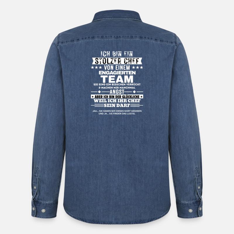 Fier patron d’une équipe dévouée - Chemise en denim homme bio Stanley/Stella - bleu moyen délavé 