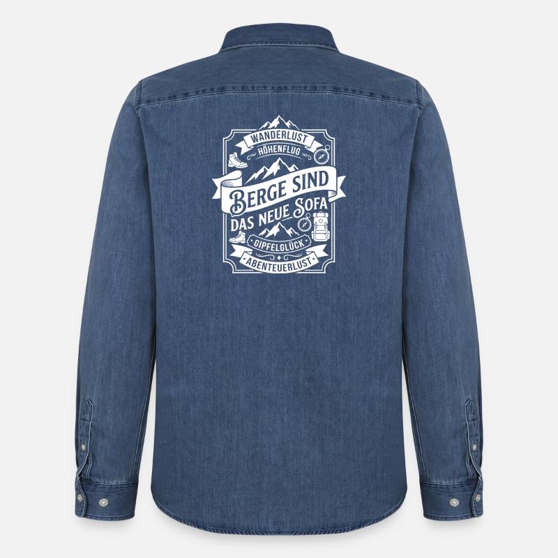 Berge Sind Das Neue Sofa - Männer Jeanshemd Organic von Stanley/Stella - verwaschenes Mittelblau