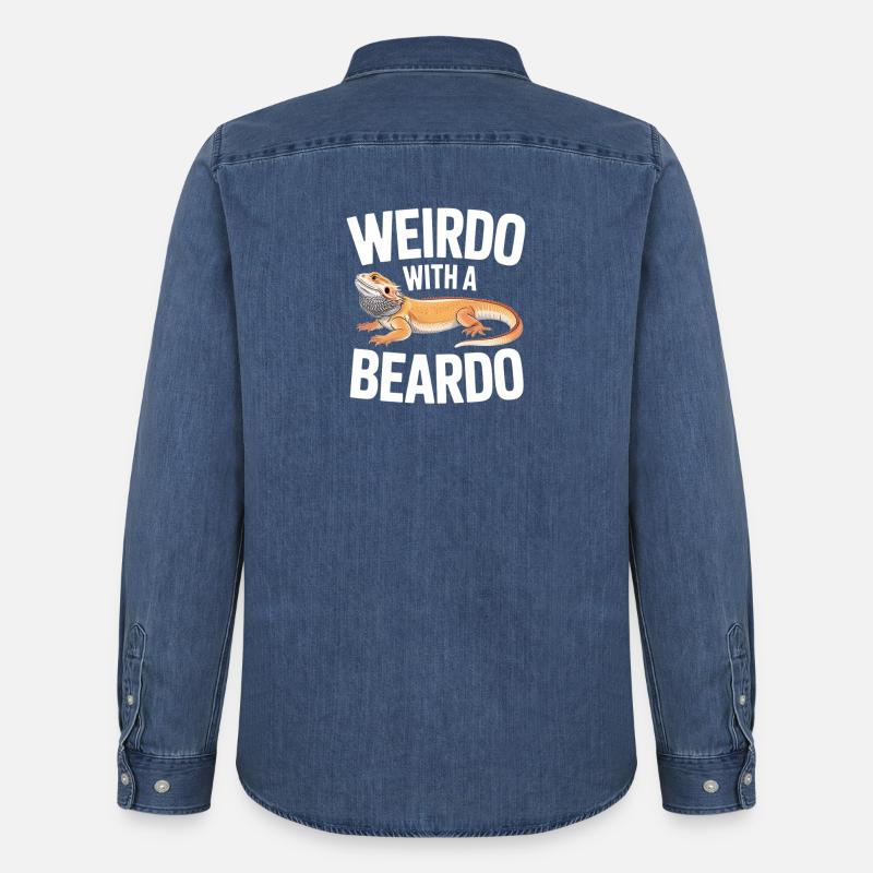 Weirdo mit Bartkind - Männer Jeanshemd Organic von Stanley/Stella - verwaschenes Mittelblau 