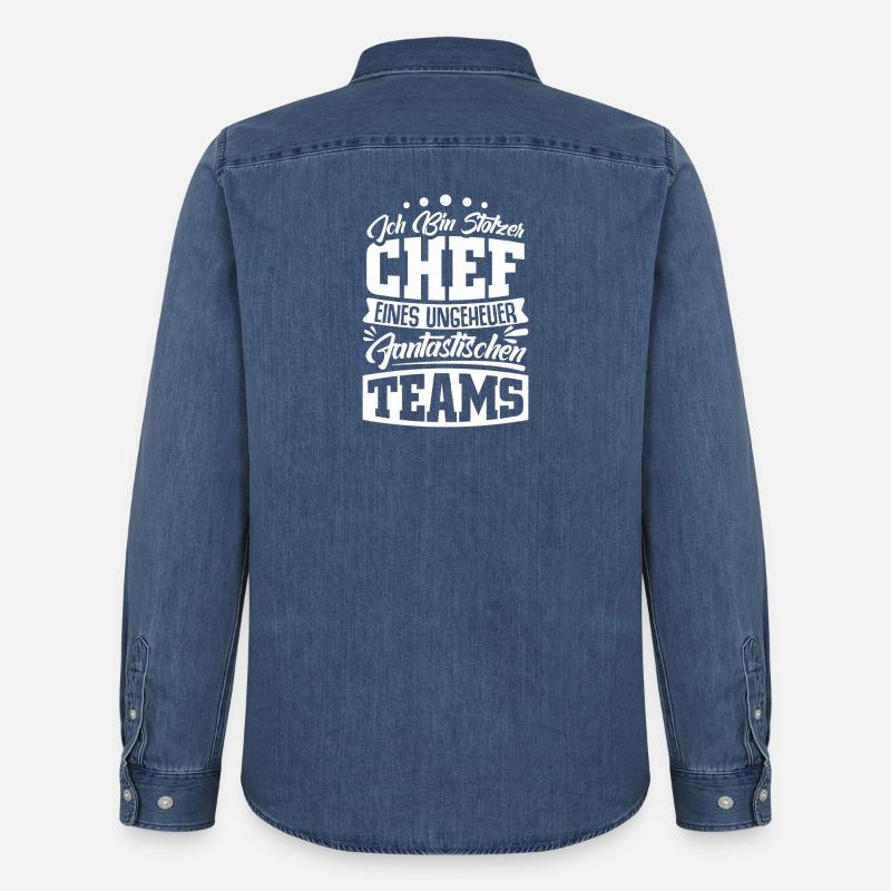 Stolzer Chef Chef Mann Abteilungsleiter Teamchef - Männer Jeanshemd Organic von Stanley/Stella - verwaschenes Mittelblau 