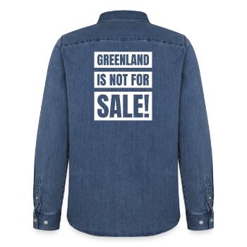 Chemise Greenland Is Not For Sale - Chemise en denim homme bio Stanley/Stella - bleu moyen délavé  - Dos - AI Model Male 185 light (185cm)