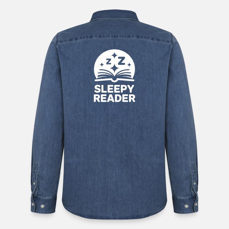 Sleepy Reader Lesen - Männer Jeanshemd Organic von Stanley/Stella - verwaschenes Mittelblau