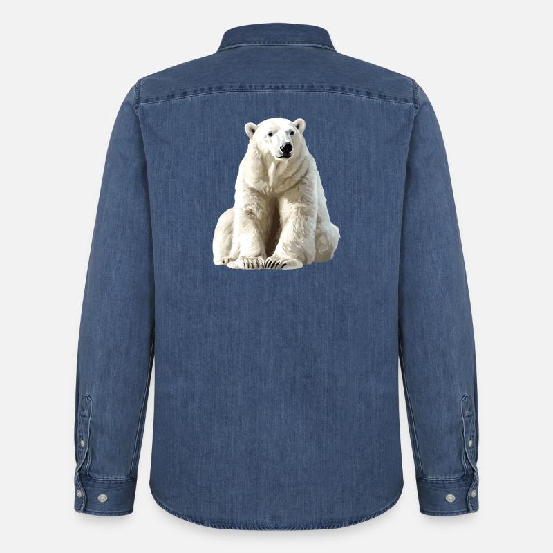 Polarbär im Eislicht - Männer Jeanshemd Organic von Stanley/Stella - verwaschenes Mittelblau 