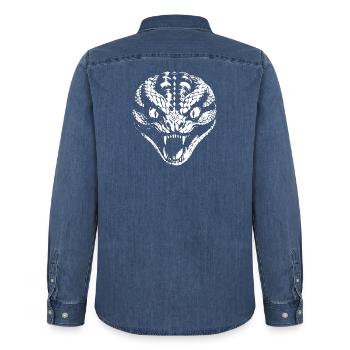 Serpent - Chemise en denim homme bio Stanley/Stella - bleu moyen délavé  - Dos - AI Model Male 185 light (185cm)