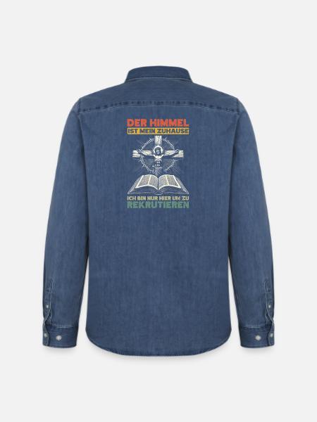 Le paradis est mon église chrétienne - Chemise en denim homme bio Stanley/Stella - bleu moyen délavé 