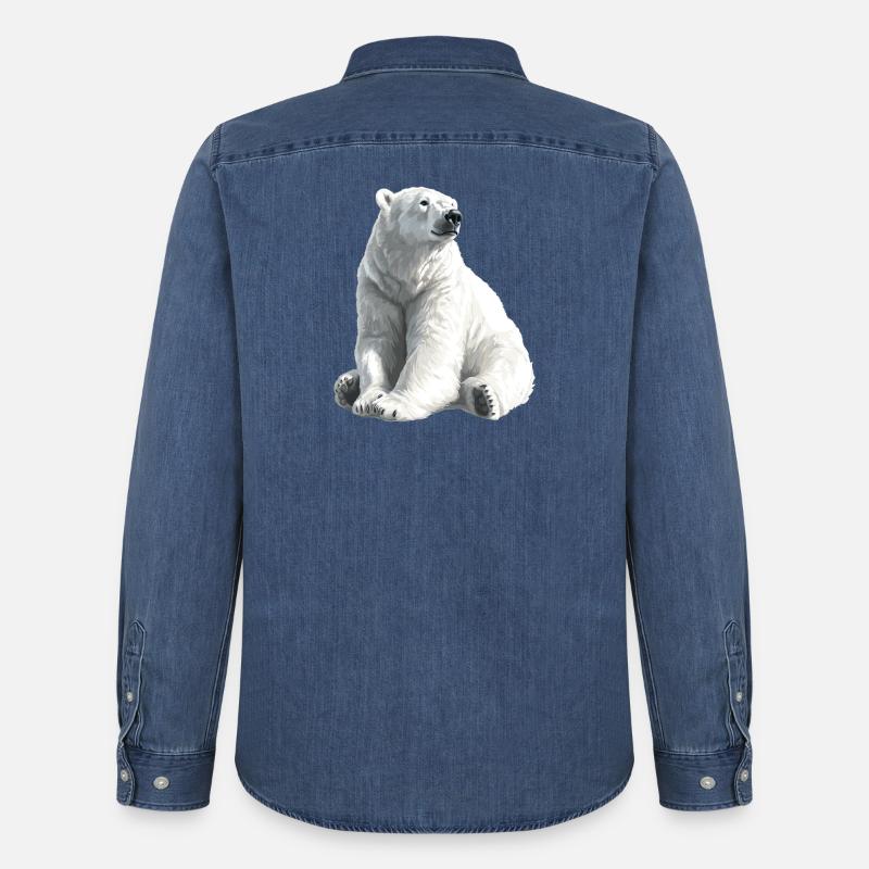 Polar Bär Illustration Eislicht - Männer Jeanshemd Organic von Stanley/Stella - verwaschenes Mittelblau