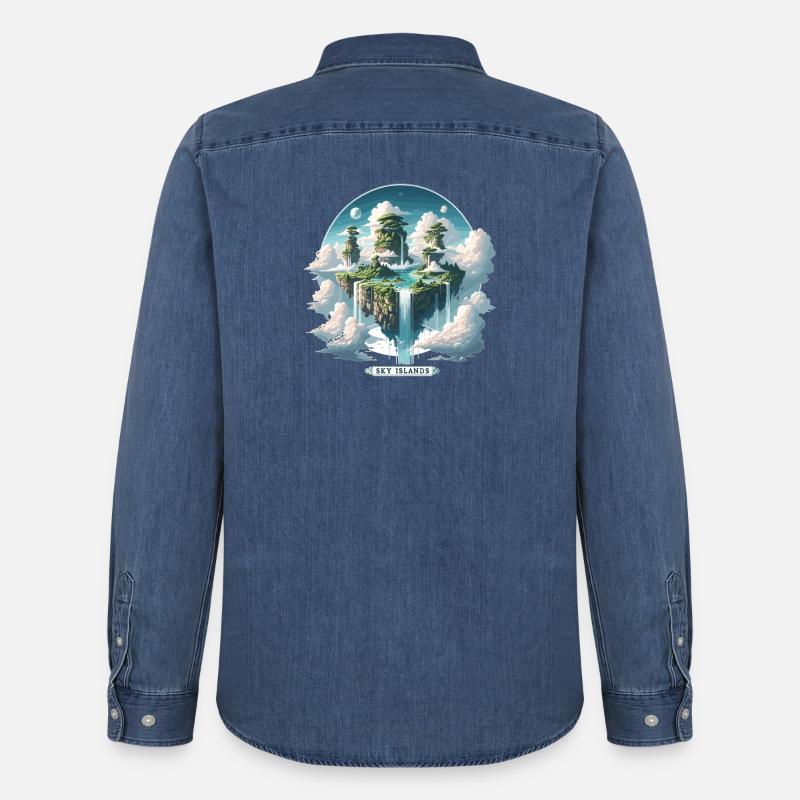 Sky Islands Himmelsinseln Schwebend - Männer Jeanshemd Organic von Stanley/Stella - verwaschenes Mittelblau 