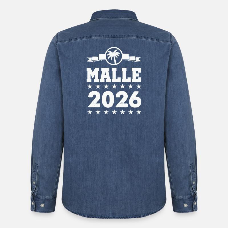 Mallorca 2026 Palmen - Männer Jeanshemd Organic von Stanley/Stella - verwaschenes Mittelblau