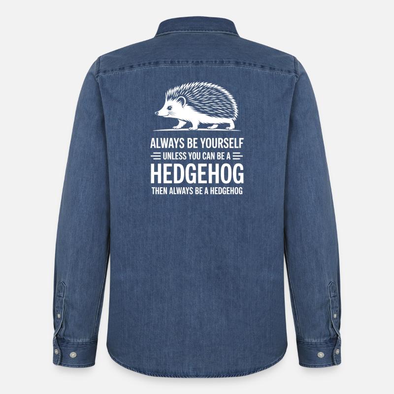 Igel Sprüche Lustiges Igel Geschenk - Männer Jeanshemd Organic von Stanley/Stella - verwaschenes Mittelblau 