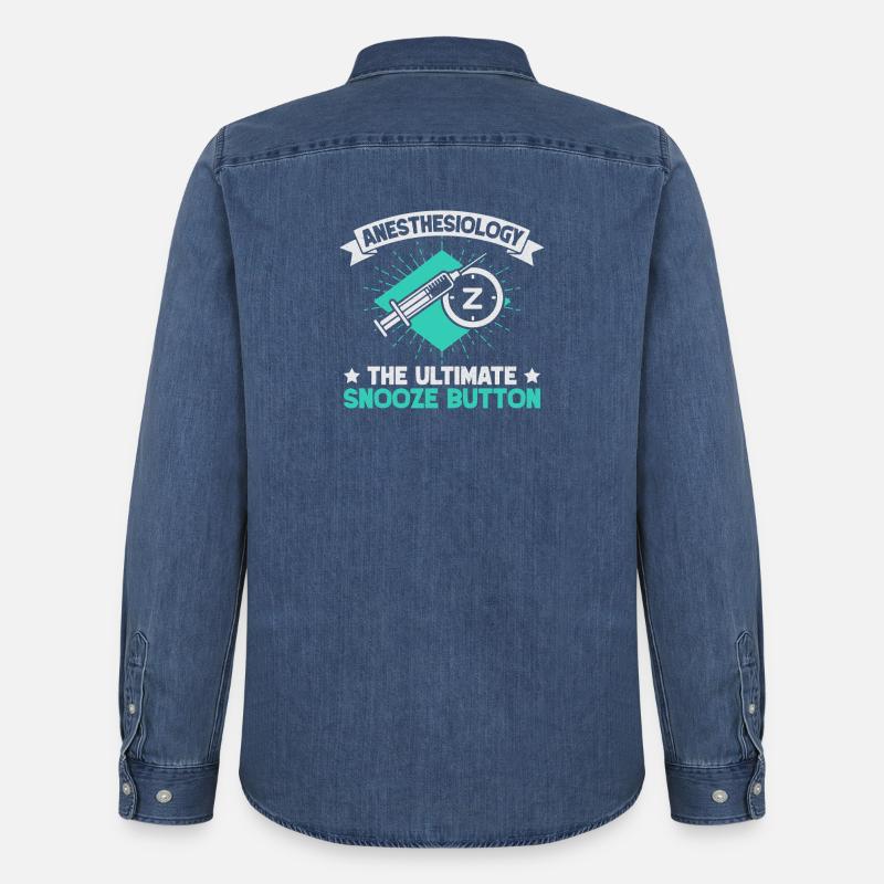 Anesthesiologist Snooze Button Anesthesia - Männer Jeanshemd Organic von Stanley/Stella - verwaschenes Mittelblau 