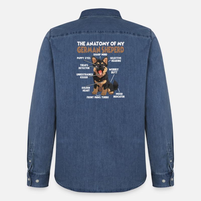 Proprietario di cane pastore tedesco T Shepherd - Camicia in denim uomo bio di Stanley/Stella - blu medio slavato