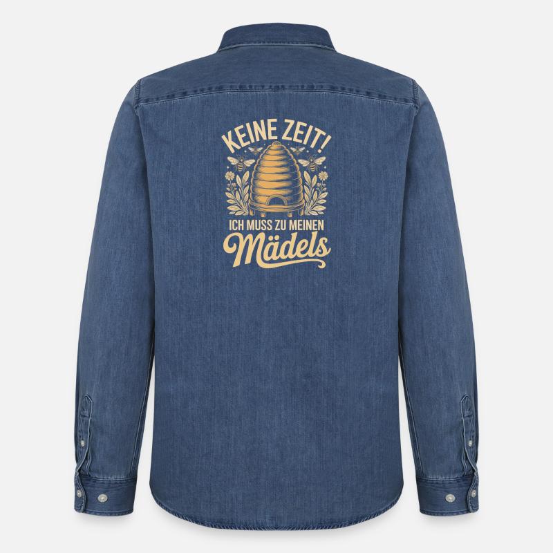 Bee No Time Ragazze, apicoltore che dice api mellifere - Camicia in denim uomo bio di Stanley/Stella - blu medio slavato 