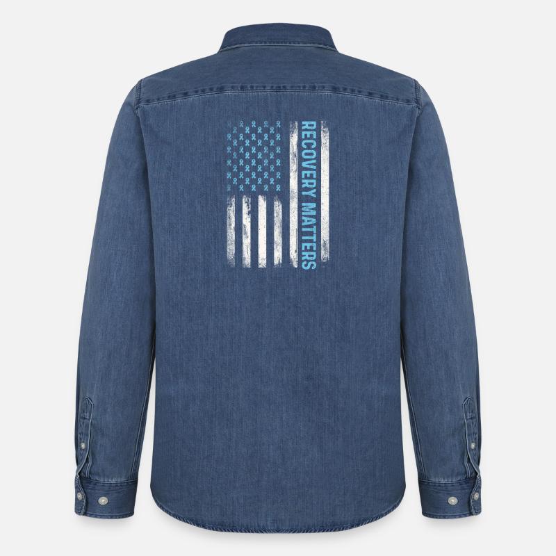 Recovery Matters Sobrio Support AA Messaggio - Camicia in denim Stanley/Stella - blu medio slavato 