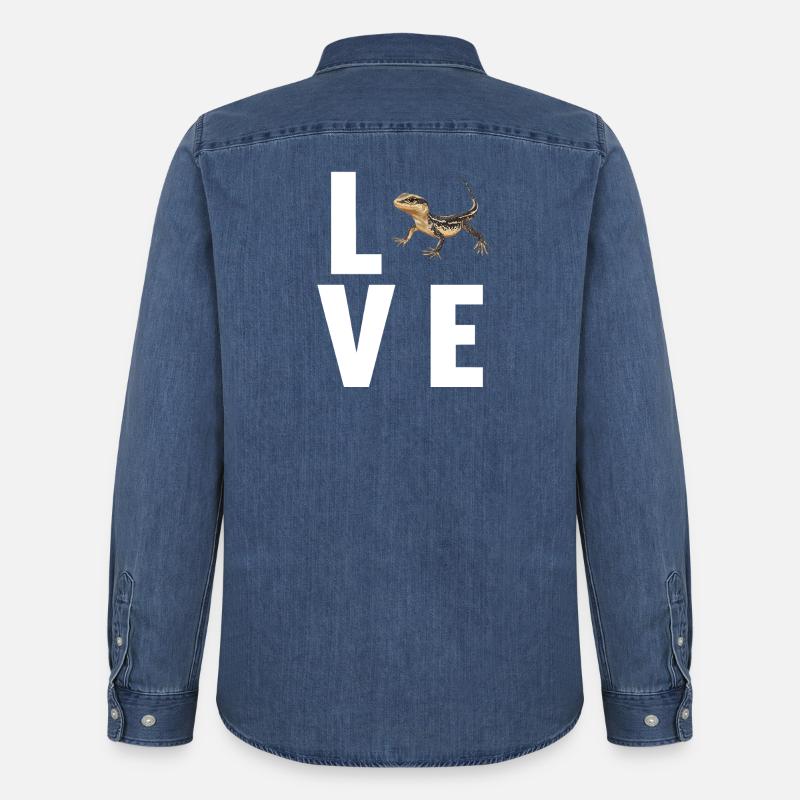 Eidechsen Eidechse - Männer Jeanshemd Organic von Stanley/Stella - verwaschenes Mittelblau 