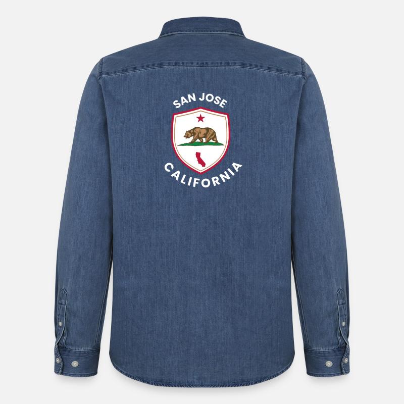 San Jose Shield Bear Emblem - Männer Jeanshemd Organic von Stanley/Stella - verwaschenes Mittelblau 