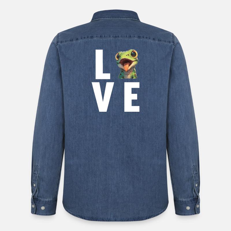 Eidechsen Eidechse - Männer Jeanshemd Organic von Stanley/Stella - verwaschenes Mittelblau 