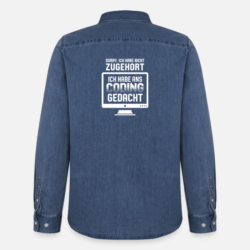 Coding-Gedanke statt Zuhören - Männer Jeanshemd Organic von Stanley/Stella - verwaschenes Mittelblau 