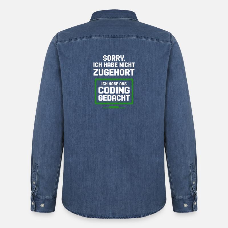 Tée du moniteur de codage - Chemise en denim homme bio Stanley/Stella - bleu moyen délavé 