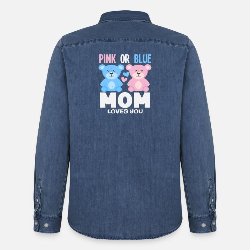 Pink Oder Blau Mama Liebt Dich - Männer Jeanshemd Organic von Stanley/Stella - verwaschenes Mittelblau
