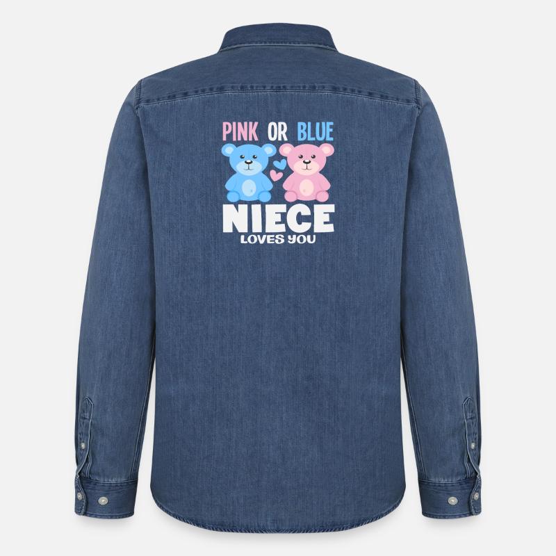 Pink Oder Blau Nichte Liebt Dich - Männer Jeanshemd Organic von Stanley/Stella - verwaschenes Mittelblau