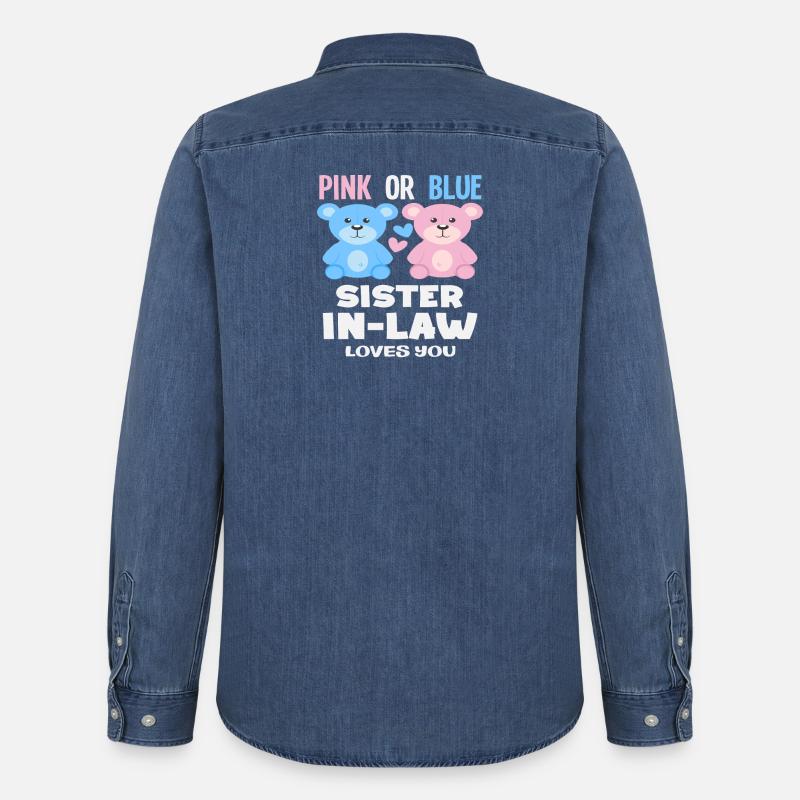 Pink Oder Blau Stiefschwester Liebt Dich - Männer Jeanshemd Organic von Stanley/Stella - verwaschenes Mittelblau