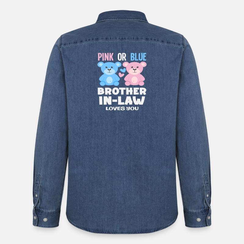 Pink Oder Blau Stiefbruder Liebt Dich - Männer Jeanshemd Organic von Stanley/Stella - verwaschenes Mittelblau 