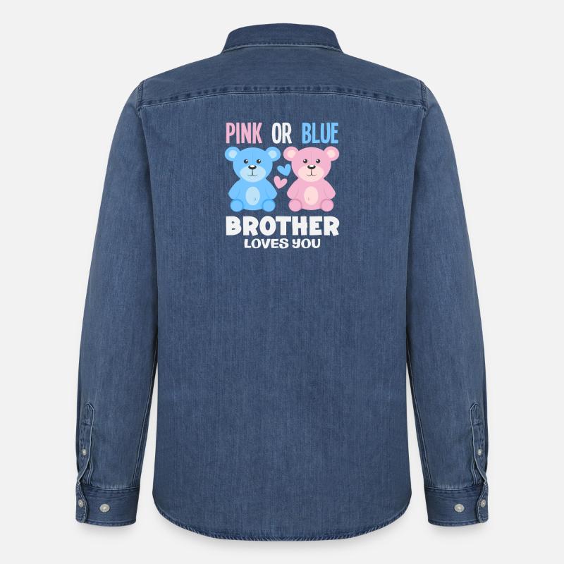 Pink Oder Blau Bruder Liebt Dich - Männer Jeanshemd Organic von Stanley/Stella - verwaschenes Mittelblau