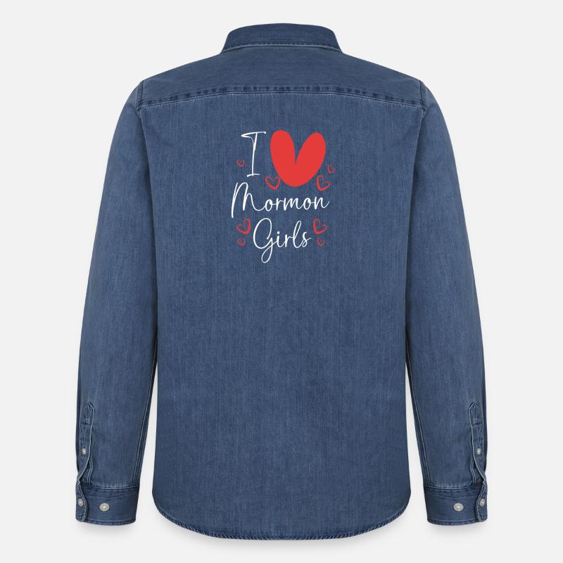 Ragazze mormoni - Camicia in denim uomo bio di Stanley/Stella - blu medio slavato 