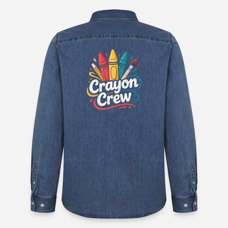 Crayon Crew Farbexplosion - Männer Jeanshemd Organic von Stanley/Stella - verwaschenes Mittelblau