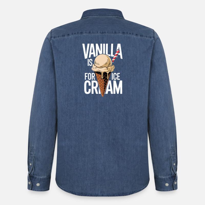 Vanille Eiscone im Kontrast - Männer Jeanshemd Organic von Stanley/Stella - verwaschenes Mittelblau 