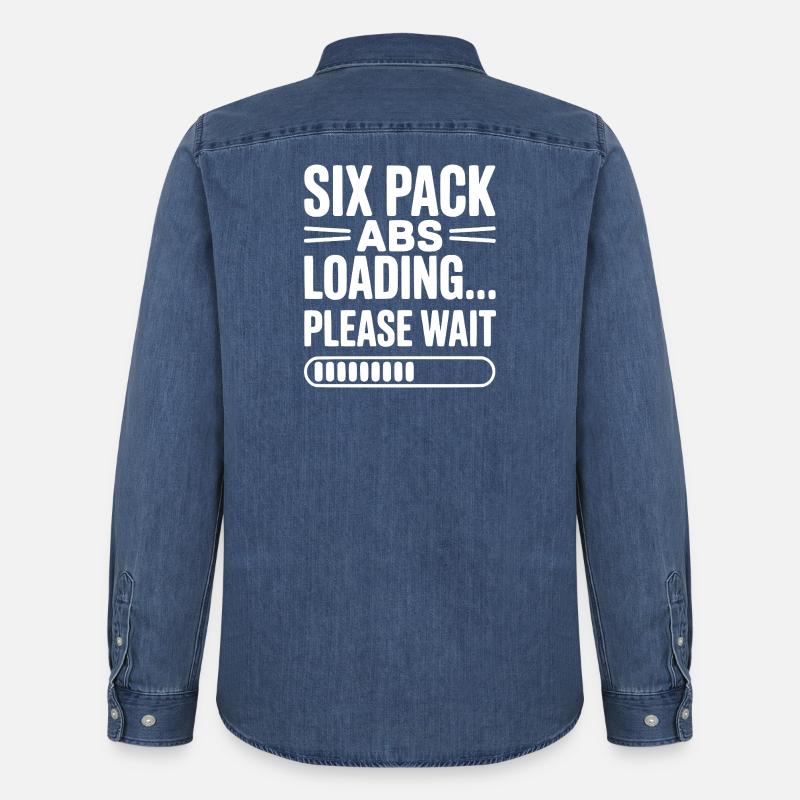 Sixpack Abs lädt... Bitte warten Sie - Männer Jeanshemd Organic von Stanley/Stella - verwaschenes Mittelblau 