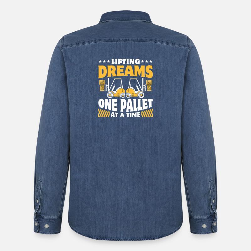 Staplerfahrer Englisch Spruch Stapler - Männer Jeanshemd Organic von Stanley/Stella - verwaschenes Mittelblau