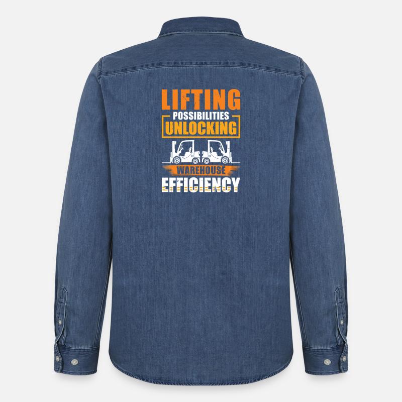 Staplerfahrer Englisch Spruch Stapler - Männer Jeanshemd Organic von Stanley/Stella - verwaschenes Mittelblau 