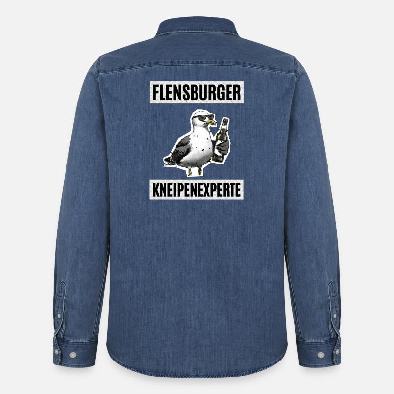 Flensburger Kneipen Experte - Männer Jeanshemd Organic von Stanley/Stella - verwaschenes Mittelblau 
