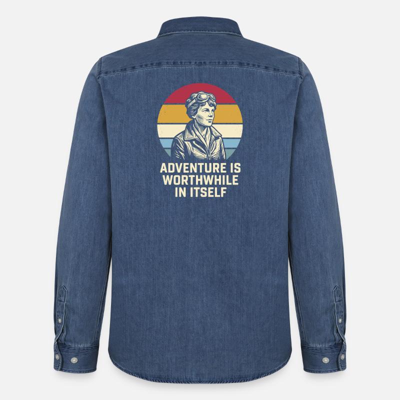 Amelia Earhart L'avventura vale la pena - Camicia in denim uomo bio di Stanley/Stella - blu medio slavato