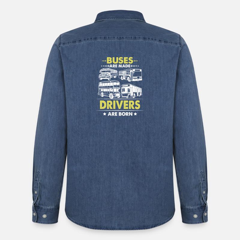 Busfahrer Schulbusfahrer Doppeldecker-Buspub - Männer Jeanshemd Organic von Stanley/Stella - verwaschenes Mittelblau 