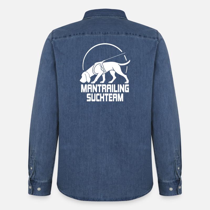 Bloodhound Mantrailing Suchteam Hunde Wilsigns - Männer Jeanshemd Organic von Stanley/Stella - verwaschenes Mittelblau 