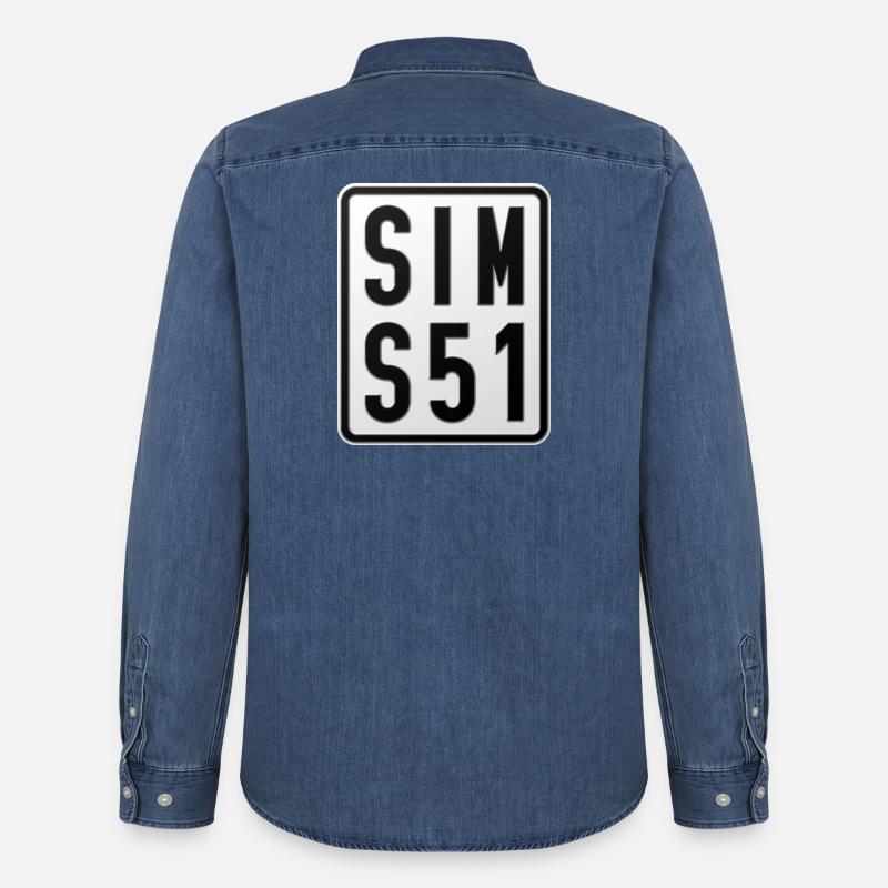 Simson S51 Moped Kennzeichen - Männer Jeanshemd Organic von Stanley/Stella - verwaschenes Mittelblau