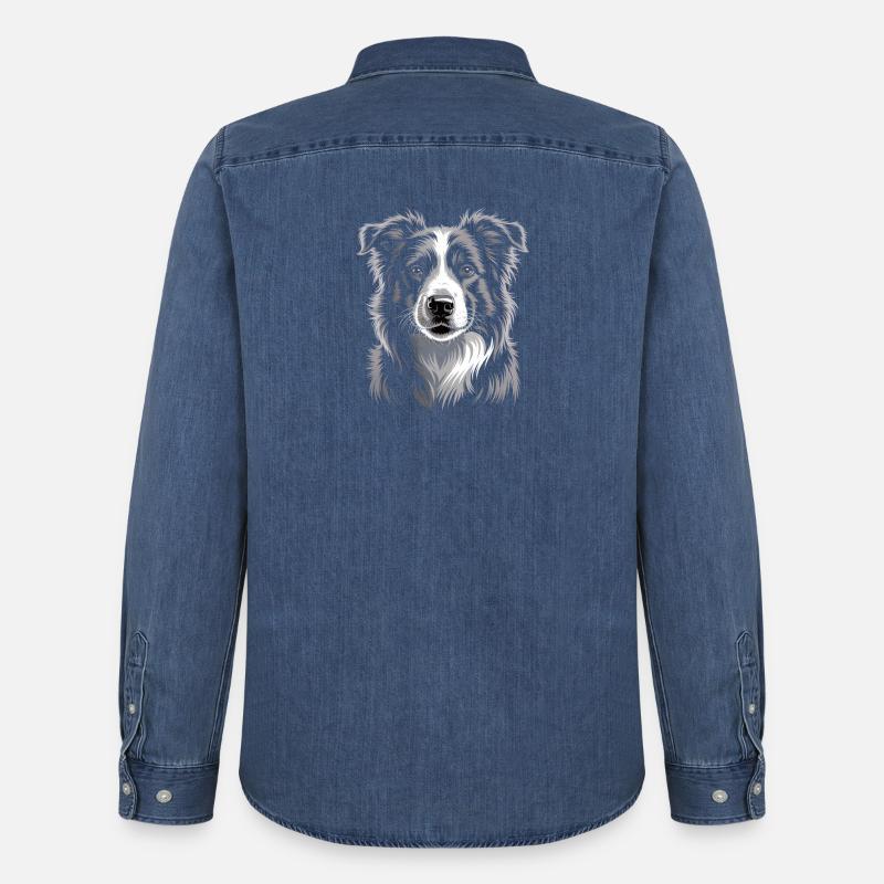 Boder Collie - Männer Jeanshemd Organic von Stanley/Stella - verwaschenes Mittelblau 