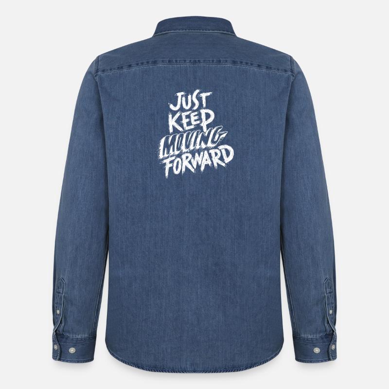 Mach einfach weiter vorwärts - Männer Jeanshemd Organic von Stanley/Stella - verwaschenes Mittelblau 
