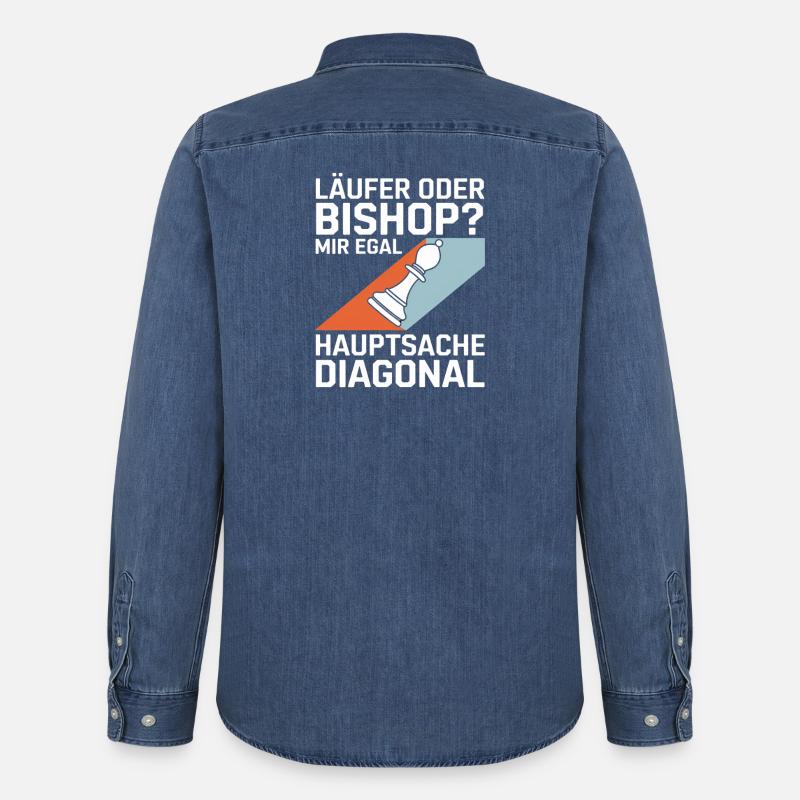 Läufer oder Bishop? Diagonal-Humor - Männer Jeanshemd Organic von Stanley/Stella - verwaschenes Mittelblau 