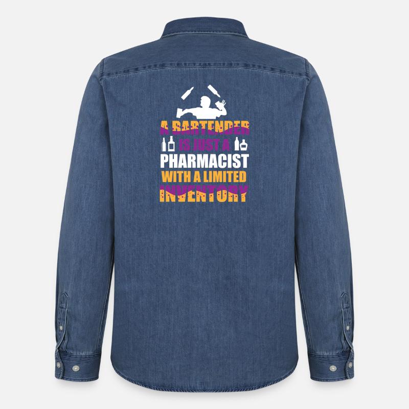 Barkeeper Kellner bartender Barmann - Männer Jeanshemd Organic von Stanley/Stella - verwaschenes Mittelblau 