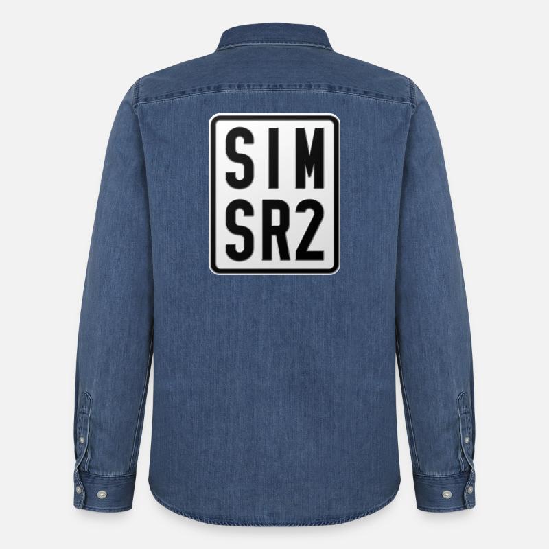 Simson SR2 Moped Kennzeichen - Männer Jeanshemd Organic von Stanley/Stella - verwaschenes Mittelblau