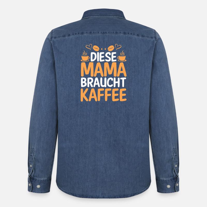 Kaffee Kaffeeliebhaber Mutter Mama - Männer Jeanshemd Organic von Stanley/Stella - verwaschenes Mittelblau 