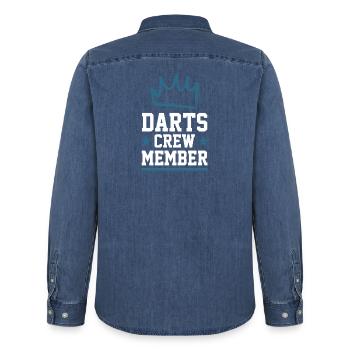 Darts Crew - Männer Jeanshemd Organic von Stanley/Stella - verwaschenes Mittelblau  - Hinten - AI Model Male 185 light (185cm)