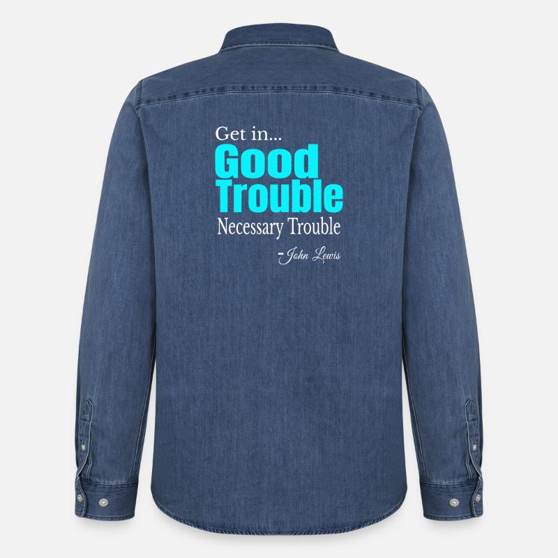 Good Trouble Gradient Zitat-Tee - Männer Jeanshemd Organic von Stanley/Stella - verwaschenes Mittelblau